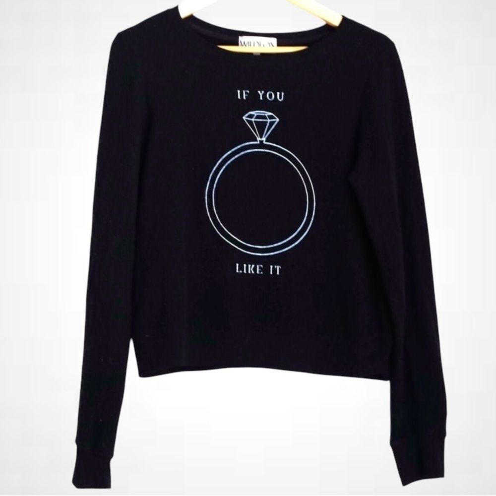 Wildfox If you like it put a ring on it black sweatshirt wedding top NWT XS